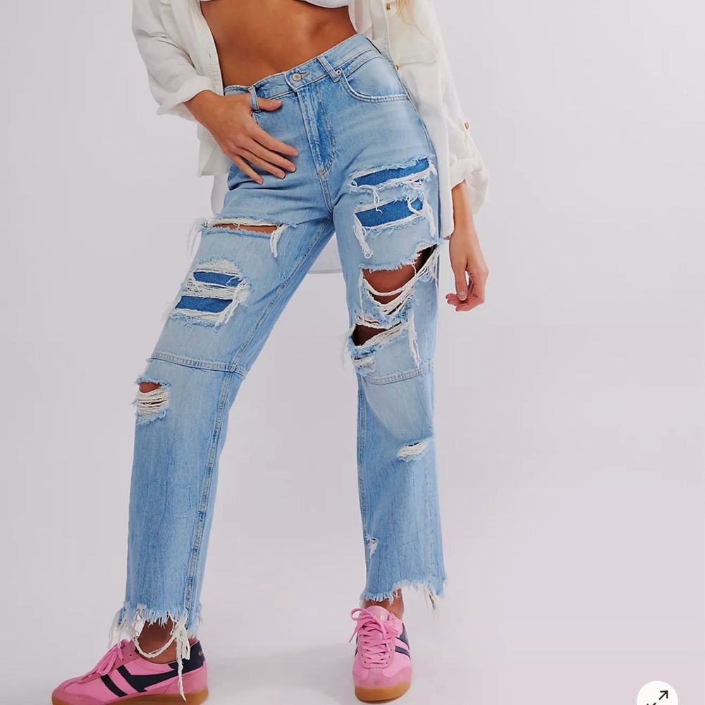 We the Free - Free People Curvy High Rise Straight Distressed Jeans 29 NWT